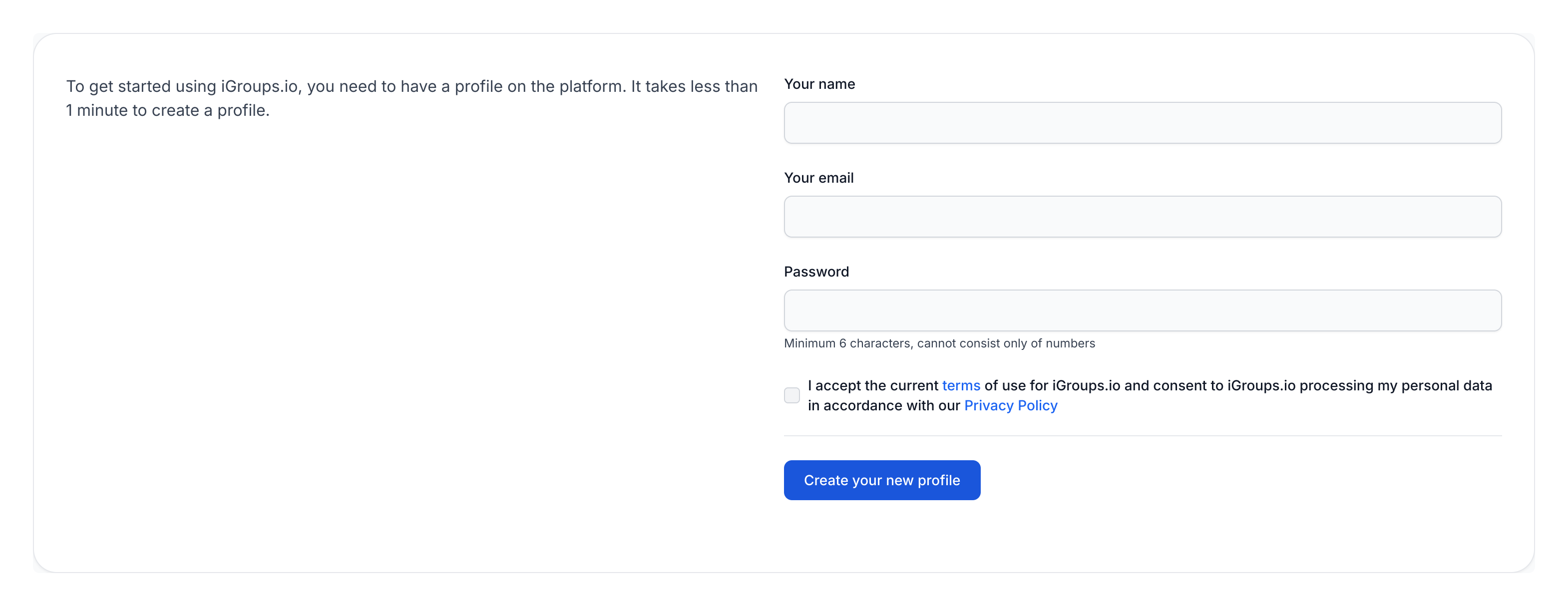 Create profile
